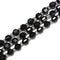 Black Tourmaline Prism Cut Double Point Faceted Round Size 6mm 8mm 15.5'' Strand
