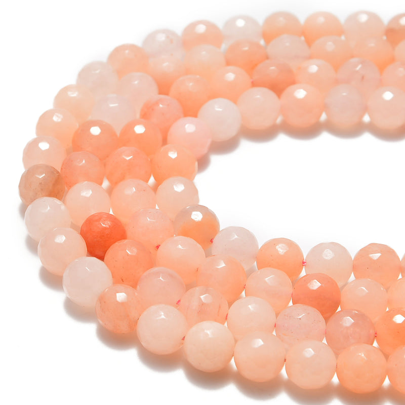 natural pink aventurine faceted round beads