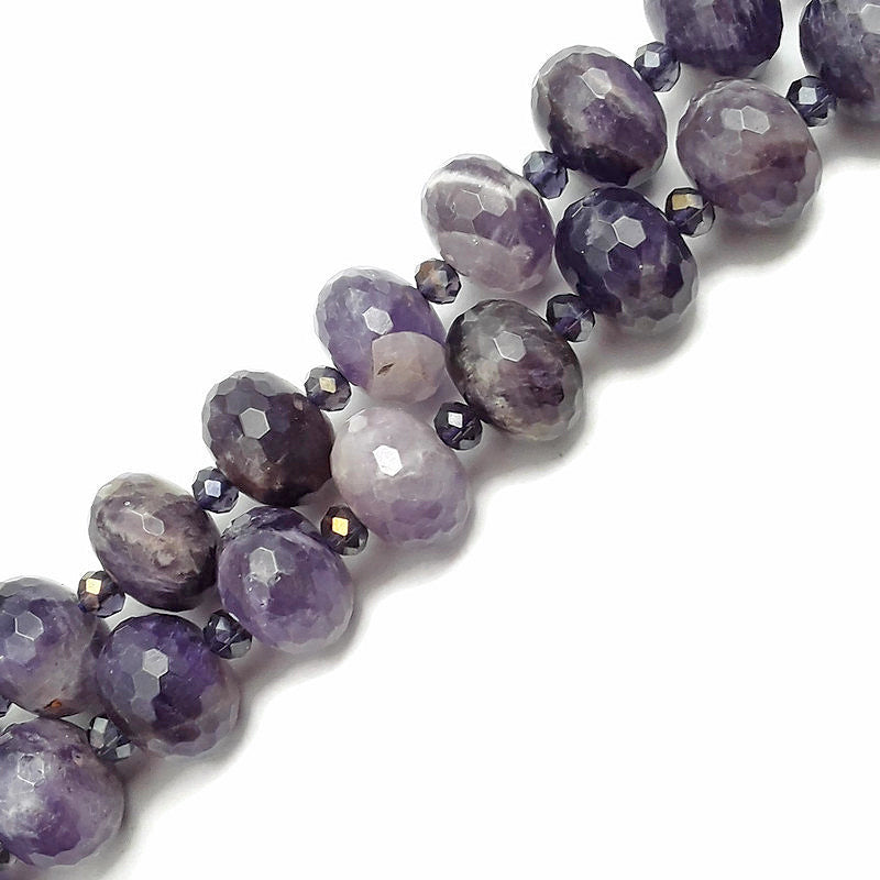 amethyst large faceted rondelle loose beads 