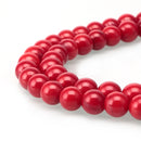 Red Bamboo Coral Smooth Round Beads 6mm 8mm 9mm 10mm 12mm 15.5" Strand