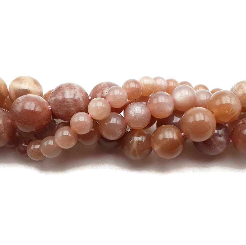 Natural Peach Moonstone Smooth Round Beads 6mm 8mm 10mm 12mm 15.5" Strand