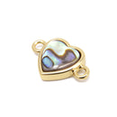 Gemstone Faceted Heart Shape Gold Edge Connector Pendant Charm Size 11x11mm