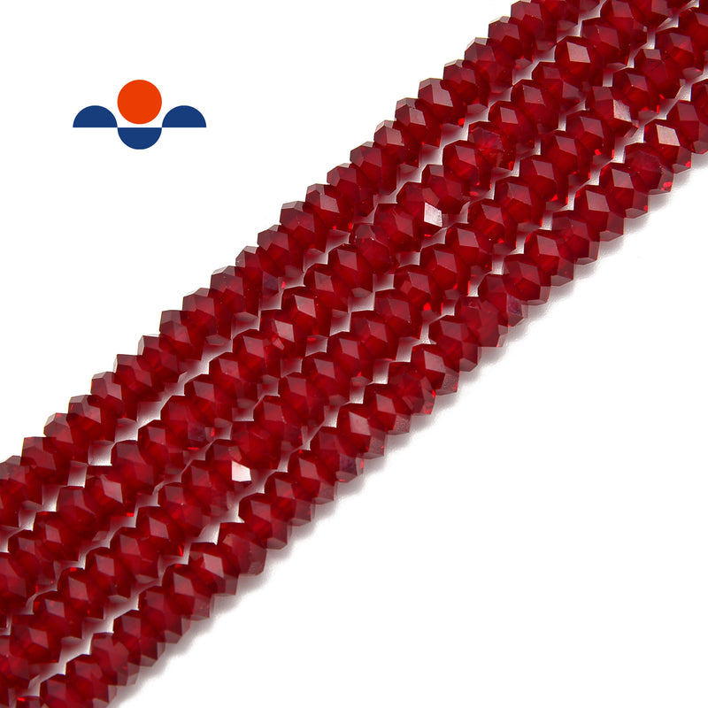 ruby red k crystal glass faceted rondelle beads 