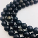 gold sheen obsidian smooth round beads 