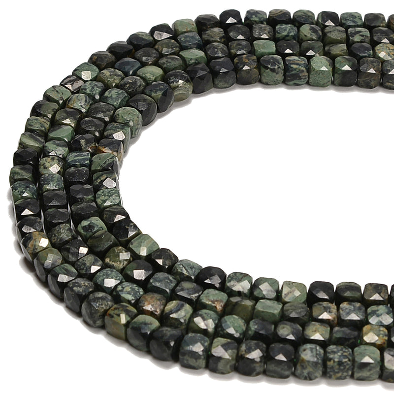 Natural Kambaba Jasper Faceted Cube Beads Size 4-5mm 15.5'' Strand