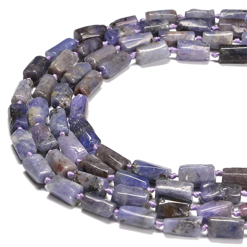 Natural Tanzanite Faceted Cylinder Tube Beads Size 8x10mm 15.5" Strand