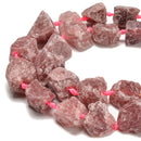 Natural Strawberry Quartz Rough Nugget Chunks Beads Size 20-30mm 15.5'' Strand