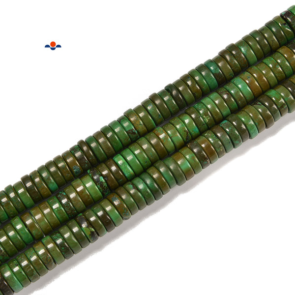 Dark Green Magnesite Turquoise Heishi Disc Beads Size 3x10mm 15.5'' Strand