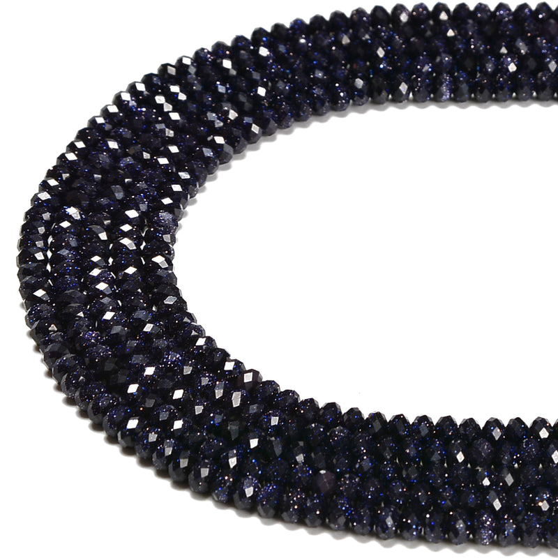 Blue Sandstone Faceted Rondelle Beads Size 3x4mm 15.5'' Strand