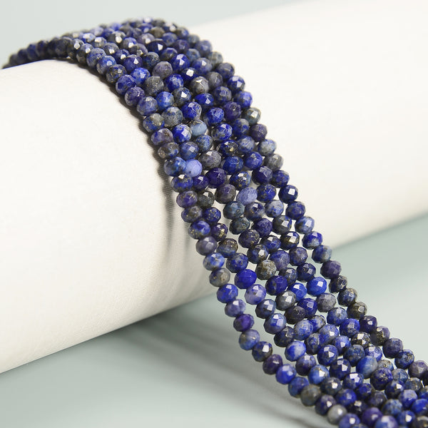 Natural Lapis Faceted Rondelle Beads Size 3x4mm 15.5'' Strand