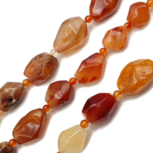 Carnelian Graduated Faceted Nugget Chunk Beads Approx 15-40mm 15.5'' Strand