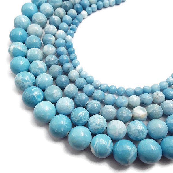 larimar quartz smooth round beads 