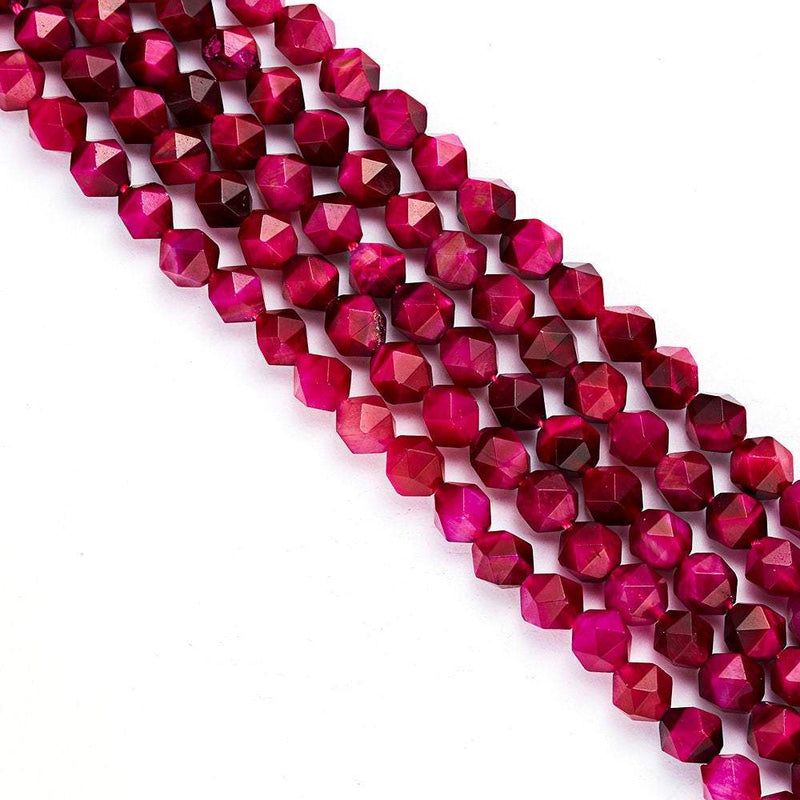 pink Tiger's eye faceted star cut loose beads