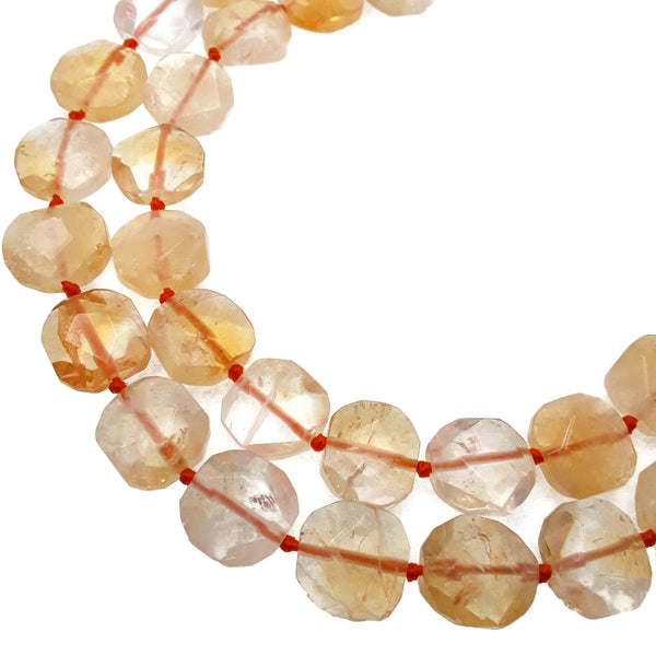 natural citrine faceted flat square slice beads