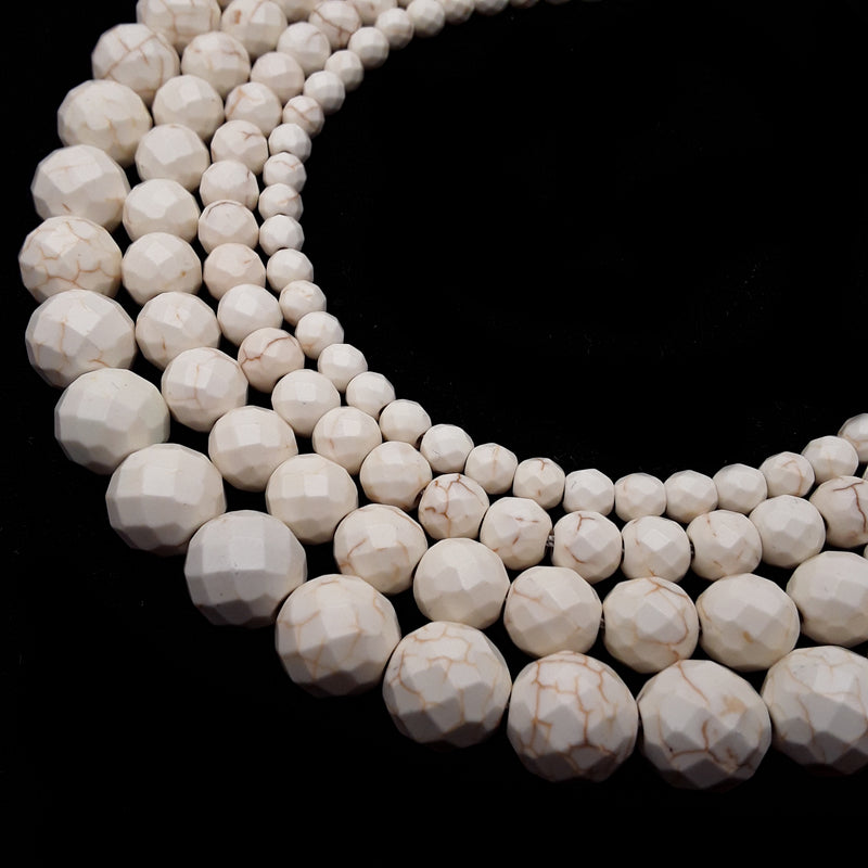 White Howlite Turquoise Faceted Round Beads 4mm 6mm 8mm 10mm 12mm 15.5" Strand