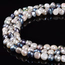 Multi Color Fresh Water Pearl Center Drill Nugget Beads Size 6-11mm 14.5'' Strand