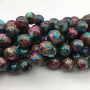 multi color mosaic quartz smooth round beads