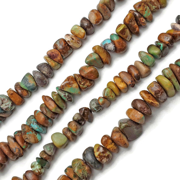 Genuine Brown Turquoise Pebble Nugget Chunk Beads Approx 10x20mm 15.5" Strand