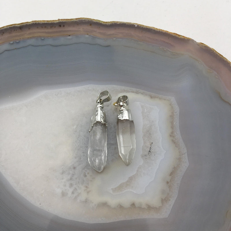 clear crystal quartz with copper base and silver plating