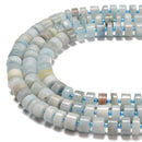 Aquamarine Rondelle Wheel Disc Beads Size 8x9mm 10x11mm 12x13mm 15.5'' Strand