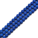 2.0mm Large Hole Royal Blue Color Lava Smooth Round Beads Size 6mm -10mm 15.5'' Strand