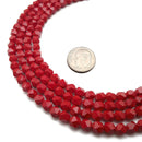 Red Crystal Glass Faceted Star Cut Beads Size 6mm 15.5" Strand