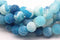 light blue fire agate Crackled matte round beads
