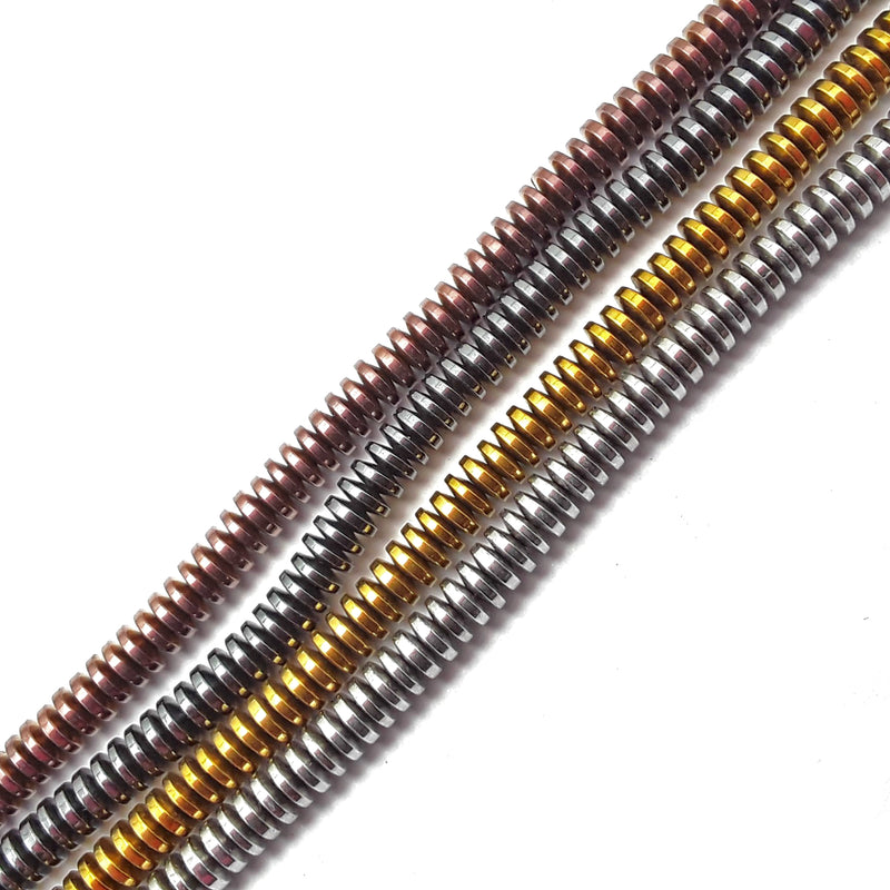 Gray/Gold/Silver/Copper Hematite Smooth Rondelle Discs Beads 1x4mm 15.5" Strand