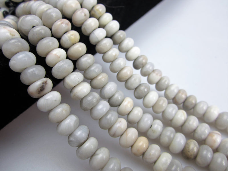 large hole white agate smooth rondelle beads