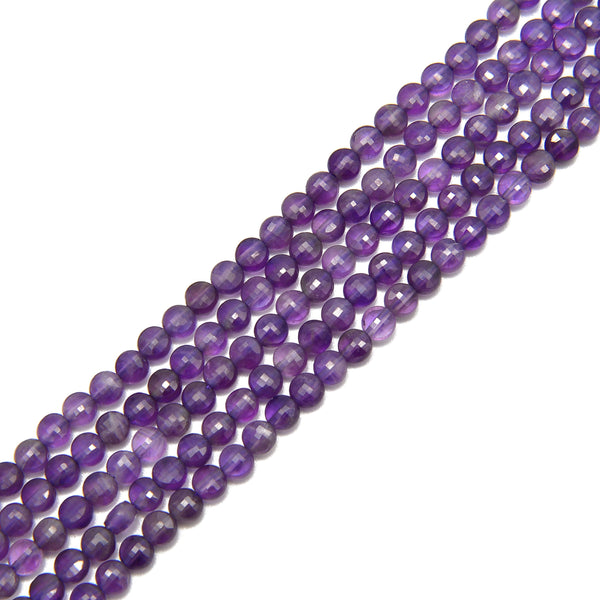 Amethyst Faceted Coin Beads Size 4mm 15.5'' per Strand