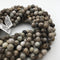 silver leaf jasper faceted round beads