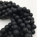 black onyx faceted matte round beads 