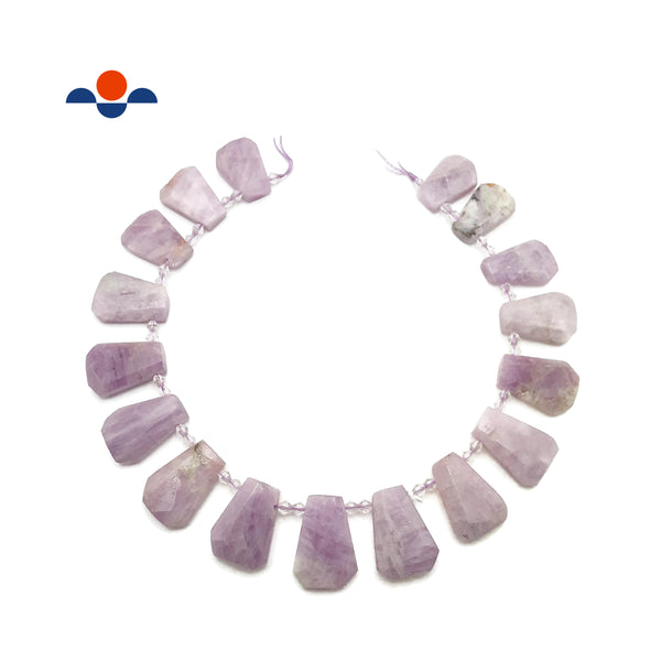 Kunzite Graduated Faceted Trapezoid Beads 15x20 to 18x27mm 15.5" Strand