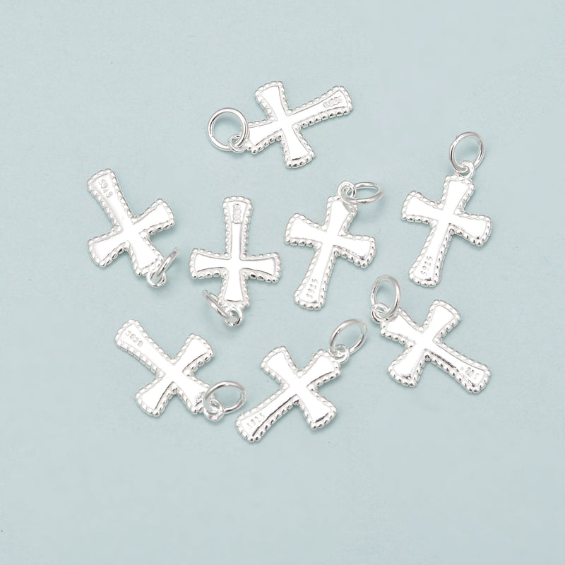 925 Sterling Silver Crucifix Cross Charm Pendant Size 12x18mm 3pcs per Bag
