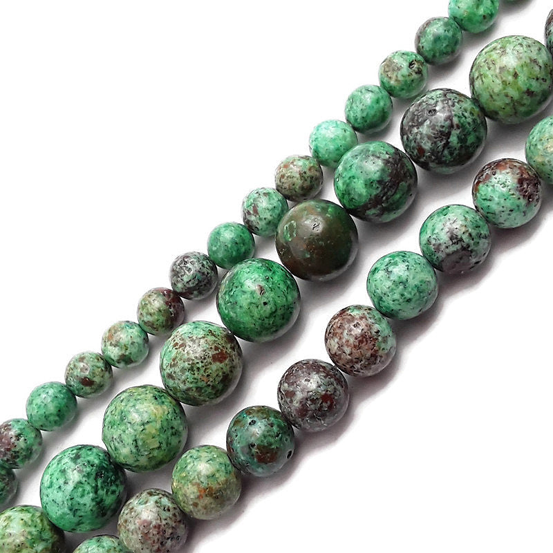 green chrysocolla smooth round beads