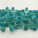 dyed aqua color quartz smooth teardrop beads 