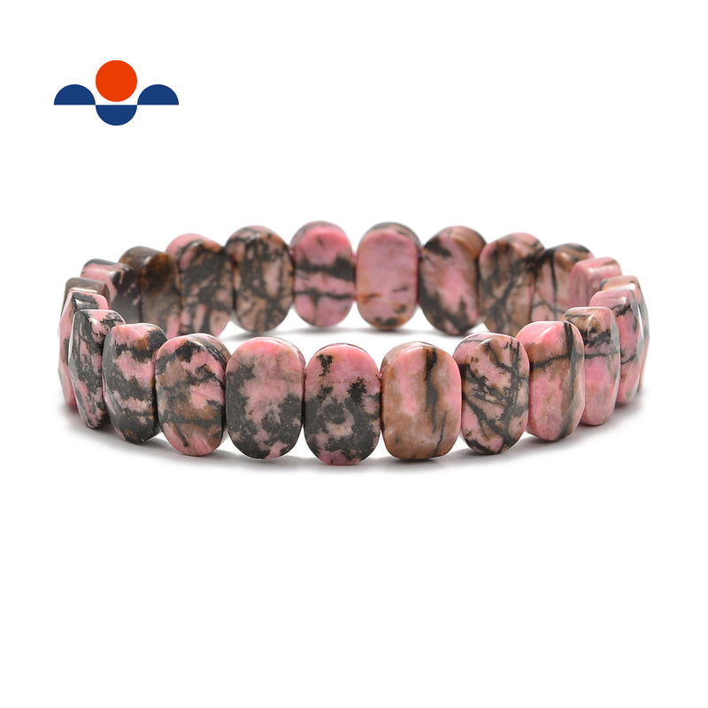 chinese rhodonite faceted oval bracelet bangle