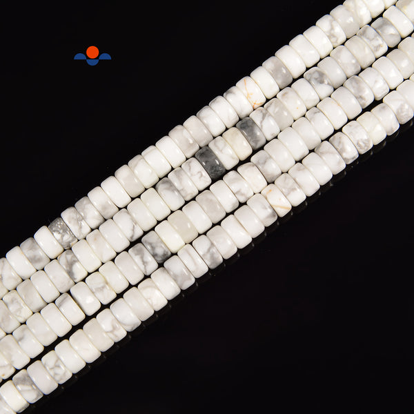 Natural White Howlite Heishi Disc Beads Size 2x4mm 15.5'' Strand