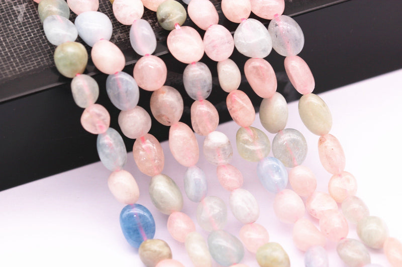 natural morganite pebble nugget beads
