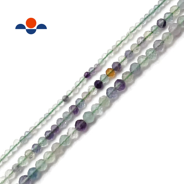 Natural Fluorite Faceted Round Beads 2mm 3mm 4mm 15.5" Strand