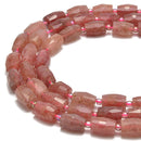 Strawberry Quartz Faceted Barrel Cylinder Tube Beads Size 10x14mm 15.5" Strand