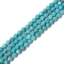 Blue Turquoise Faceted Star Cut Beads 6mm 8mm 10mm 15.5" Strand