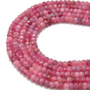 natural pink tourmaline faceted rondelle beads 