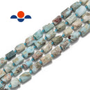 natural larimar irregular matte faceted cylinder tube beads 