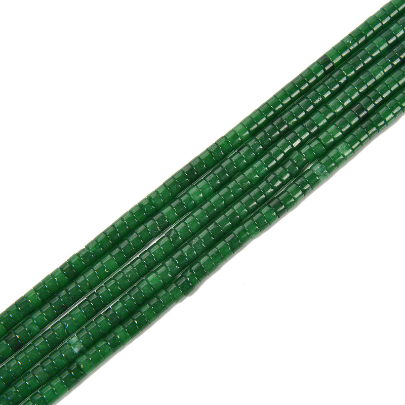 Dark Green Jade Heishi Disc Beads Size 2x4mm 15.5'' Strand