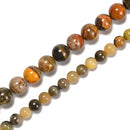Natural Bumblebee Jasper Smooth Round Beads Size 6mm 8mm 10mm 12mm 15.5'' Strand