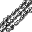Dark Gray Coated Fresh Water Pearl Baroque Flameball Beads 16x20mm 15.5" Strand