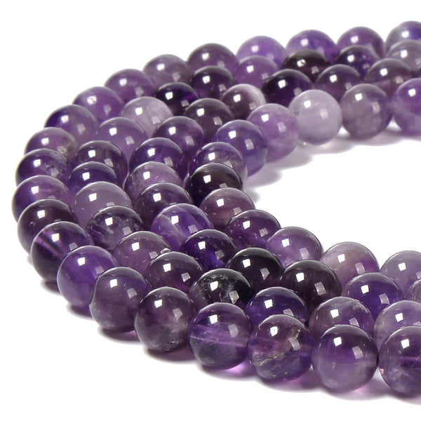 AAA Matte Natural Purple Amethyst Round Beads 4mm 6mm 8mm 10mm White Bands  16