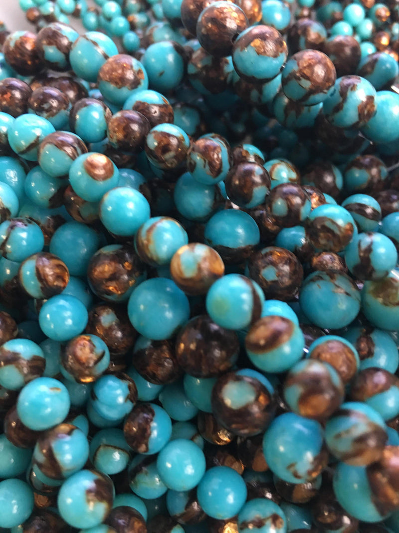 bronzite turquoise smooth round beads