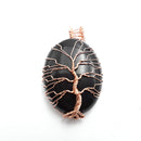 black onyx tree pendant copper wire wrap oval
